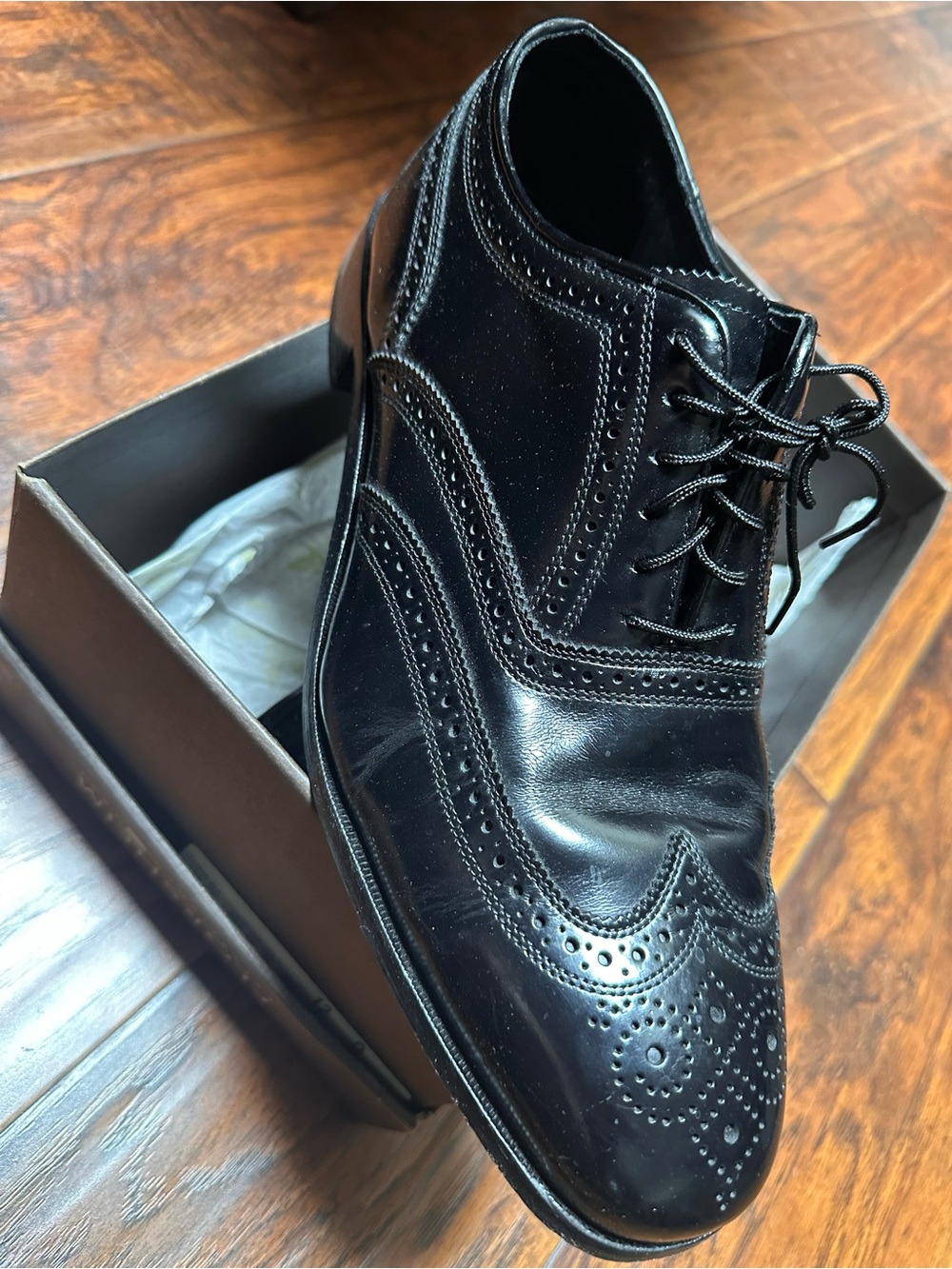 Florsheim Black Leather Brogue Oxford Dress Shoes